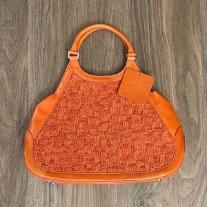 NEW Jerry Terrence Orange leather , carpet  Textured Women's Handbag